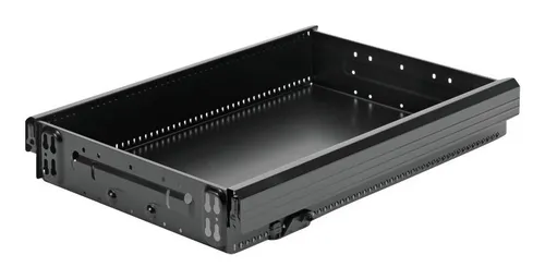 Hettich Schreibtischcontainer Stahlschubkasten mit OrgaLine Systema Top 2000 - Schubkastenführung & Auszugtechnik: Robuster Ganzmetallkasten mit werkzeugloser Montage und optimaler Organisation durch OrgaLine für effizientes Arbeiten.