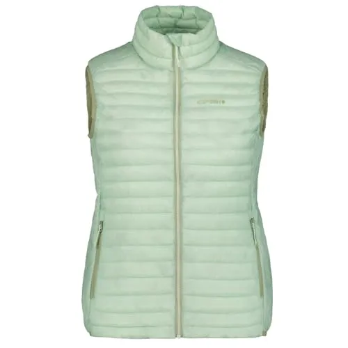 ICEPEAK Damen Steppweste Banner in Grün, Größe 40 - Leichte Outdoor-Steppweste mit synthetischer Isolierung, ideal für wechselhaftes Wetter. PFC-freie wasserabweisende Behandlung sorgt für optimalen Schutz. Hochschließender Reißverschluss mit Einklemmschutz für zusätzlichen Komfort.