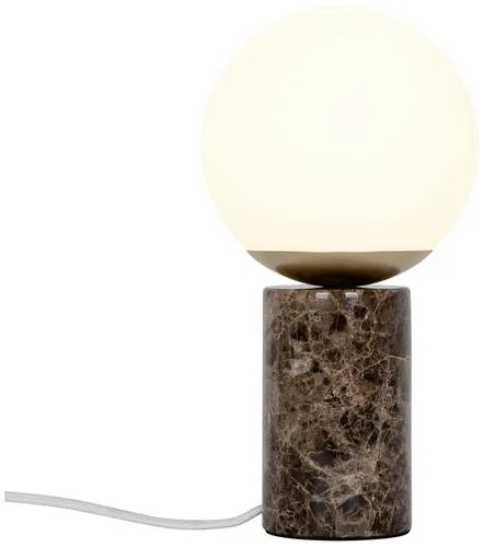 Nordlux Lilly Marble Tischlampe E14 - Elegante Braun-Optik - Lampen: Stilvolle Tischlampe mit schwerem Marmorsockel und mundgeblasener Glaskuppel, die Eleganz und Individualität vereint.