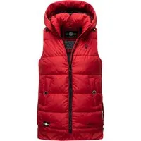 MARIKOO Damen Steppweste Zarinaa Red - Warm & Modisch - Funktionsjacken: Ärmelose Steppweste mit abnehmbarer Kapuze, wasserabweisend und ideal für kalte Tage – perfekt für Outdoor-Aktivitäten und modische Akzente.