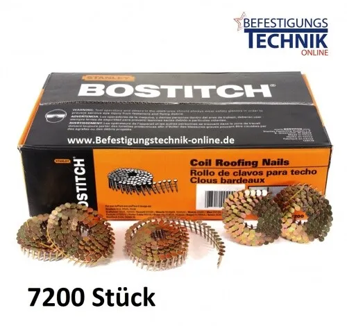 Bostitch Dachpappnägel 3,1x45mm Glatt verzinkt - Eisenwaren für Dachpappnagler, 7200 Stück, ideal für professionelle Anwendungen und hohe Langlebigkeit durch verzinkte Oberfläche.