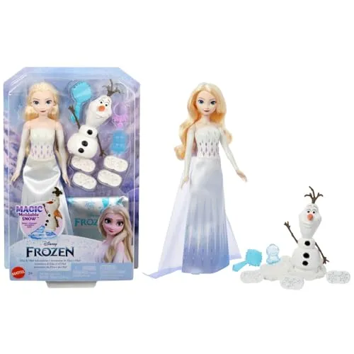 Disney Frozen Elsa & Olaf Abenteuer Set - Puppen-Set mit beweglicher Elsa-Puppe und verwandelbarer Olaf-Figur, inkl. formbarem Sand und 4 Stempeln für kreative Spielmomente!
