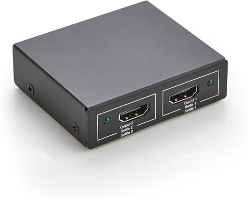 Amazon Basics HDMI-Splitter, 1 Eingang, 2 Ausgänge, 4K@30Hz für Zwei Monitore, PC, Laptops, DVD-Player, Xbox, Roku, Chromecast, mit 1m USB-Kabel USB-A auf Gleichstrom, nur Spiegelung, Schwarz