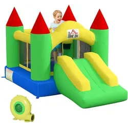HOMCOM Hüpfburg Oxford - Spaß für Kinder - Spielplätze: Die große Hüpfburg bietet Platz für 3 Kinder gleichzeitig und ist perfekt für Partys oder Spielabende. Mit stabilen Erdnägeln für sicheren Halt.