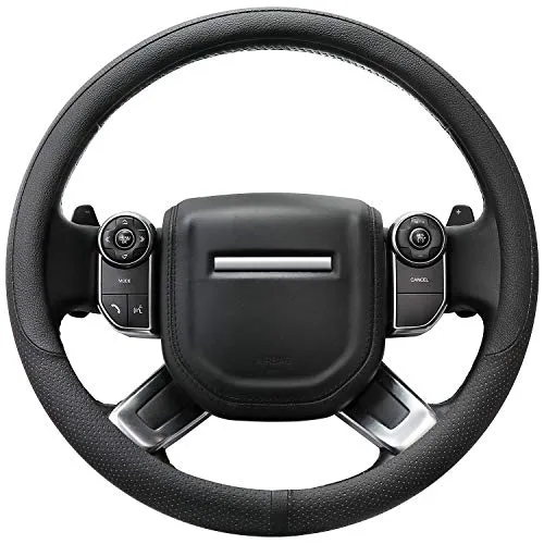COFIT Lenkradbezug für Auto Universal Lenkradhüllen Anti-Rutsch Lenkrad Bezug Leder SchutzhüLle L 39-40.5cm Schwarz