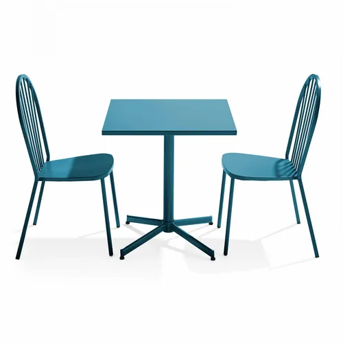 Set aus Gartentisch, 2 Bistrostühle in Pazifikblau - Oviala Palavas