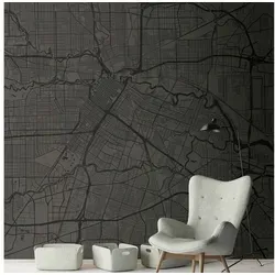 Fototapete Stadtkarte City Map anthrazit Premium Vlies Digitaldruck (23,10€/1qm)