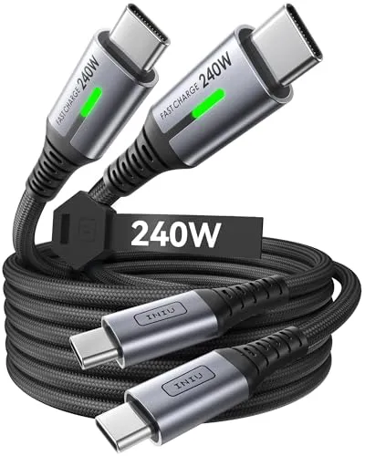 INIU 240W USB C Kabel [2Pack 2m] - Schnellladen für iPhone & Samsung - Kabel & Adapter – Erleben Sie ultraschnelles Laden mit 240W, perfekt für iPhone 15 und Samsung Galaxy. Sicher und zuverlässig dank EMARK2.0 Technologie.