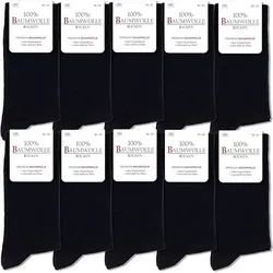 Occulto Herren 100% Baumwollsocken 10-20er Pack (Modell: Ingo) - Schwarz - 43-46