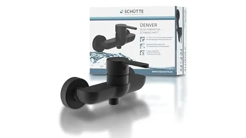SCHÜTTE Design Duscharmatur DENVER - Einhebelmischer Dusche in Schwarz matt, exklusives Design und geräuscharme Qualitätskartusche für langlebige Nutzung