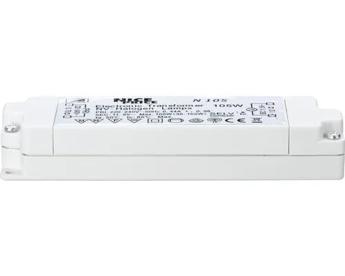 Nice Price VDE Elektroniktrafo 35-105W 230/12V 105VA Weiß - Transformatoren mit 105VA Leistung, ideal für effiziente Beleuchtungslösungen und ausgestattet mit 2 Jahren Garantie.