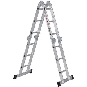 Euroline Alu-Klappleiter Nr. 304 4 x 3 - Leiter mit 30 x 30 mm starken, trittsicheren Vierkantsprossen, vielseitig einsetzbar und platzsparend zusammenklappbar.
