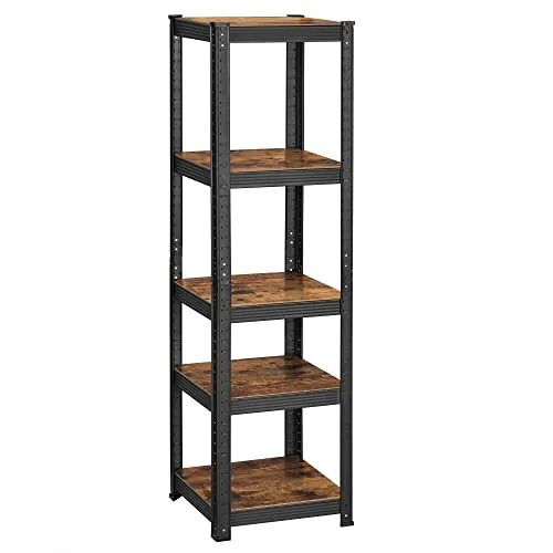 Songmics Schwerlastregal mit 5 Holzböden - Standregal mit 5 höhenverstellbaren Holzböden, Fachlast von 80 kg pro Boden, ideal für maximale Stauraumgestaltung im Industrial-Design.