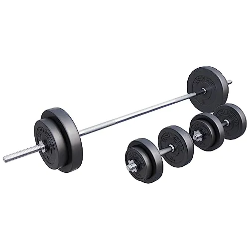GORILLA SPORTS Hantel-Set 170cm mit Lang- und Kurzhantelstangen - Hantelset aus robustem Kunststoff, ideal für individuelles Training. Erhältlich in 60 kg, 100 kg oder 130 kg, geruchsneutral und bodenschonend für ein hygienisches Workout.