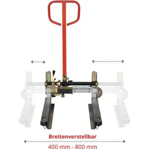 Manuvit Hubwagen Palbac mit verstellbarer Gabel 750 kg - Transportgeräte & Rampen – Patentierter Hubwagen mit breitenverstellbarer Gabel für ergonomisches Heben und Transportieren von Möbeln und schweren Lasten direkt vom Boden.
