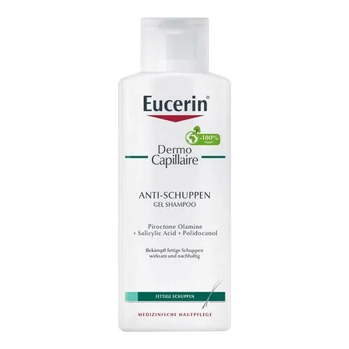 Eucerin Dermocapillaire Anti-Schuppen Gel Shampoo - Spezial-Shampoo für fettige Kopfhaut und Schuppen, mit Triple Komplex Wirkstoffkombination zur nachhaltigen Schuppenreduktion und Beruhigung der Kopfhaut.