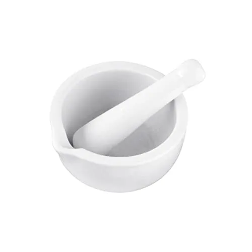 Fackelmann Porzellan Mörser & Stößel – Perfekt für frisch gemahlene Gewürze, Spülmaschinengeeignet, Ø 12cm, Weiß, Weiss/opulenter Garten