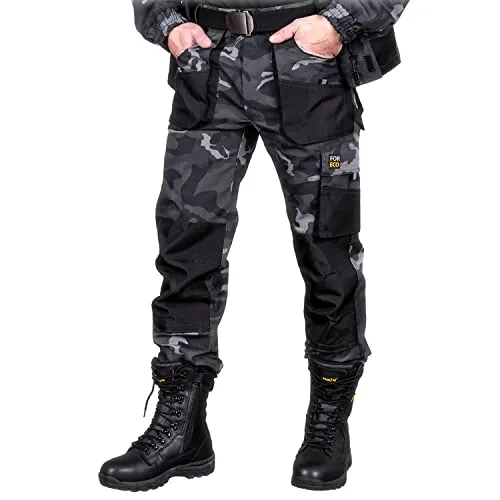 RAW-POL FORECO Camouflage Bundhose 52 - Arbeits- & Schutzkleidung mit 8 praktischen Taschen, strapazierfähigem 600D Polyester und hohem Tragekomfort für maximale Bewegungsfreiheit.