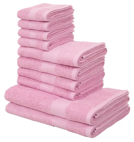 Otto Home Handtuch Set "Melli" 2 Duschtücher, 4 Handtücher, 4 Gästetücher, rosa, Walkfrottee - Das Handtuch Set "Melli" von OTTO home besticht durch zeitloses Design und pflegeleichte Baumwolle. Ideal für jedes Badezimmer, maschinenwaschbar und trocknergeeignet. Set-Bestandteile: 2 Duschtücher, 4 Handtücher, 4 Gästetücher.