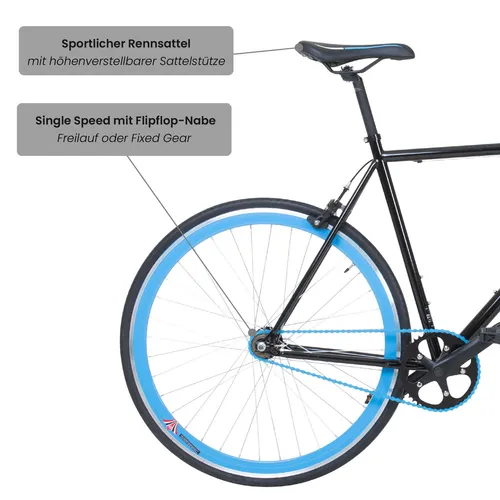 Galano Blade Fixie Fahrrad 28 Zoll - Retro Urban Bike für 165 - 195 cm, mit Flip Flop Nabe für Fixed Gear und Freilauf, ideal für stilbewusste Radfahrer.