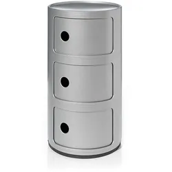 Kartell Container Componibili silberfarben - Stilvoller Container von Kartell, entworfen von Anna Castelli Ferrieri, ideal für modernes Wohnen. Maße: 58.5 cm hoch, perfekt für Ordnung im Wohnzimmer.