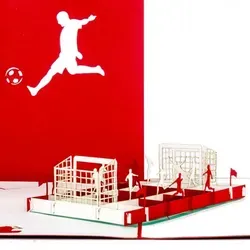Pop Up Karte Fußballfan Rot & Weiß - 3D Fußball Geburtstagskarte & Einladungskarte zum Geburtstag von Fans von Bayern, Köln, Nürnberg, Mainz u.v.m.