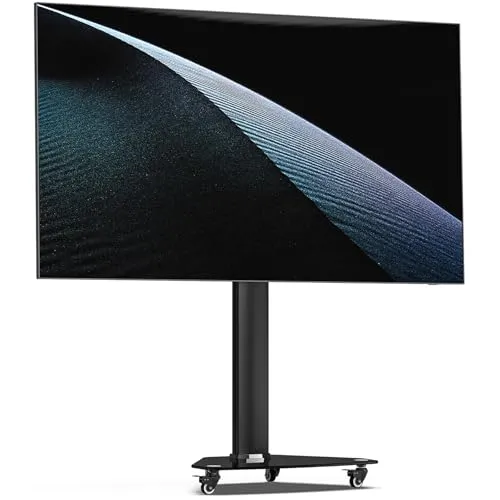 XTRARM Proton 100 100 mobiler TV Ständer Rollbar,Steckerleiste mit USB Anschluss, TV ca. 37-70 Zoll 40 kg, viele VESA-Größen, Variable Höhe bis ca. 135 cm, Schwarz TV-Standfuss