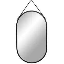 Xxxl Wandspiegel Oval Schwarz 35x60 cm - Eleganter Wandspiegel in klarem Schwarz, ovales Design, aus robustem Metall und waagrecht montierbar – ideal für jeden Raum.
