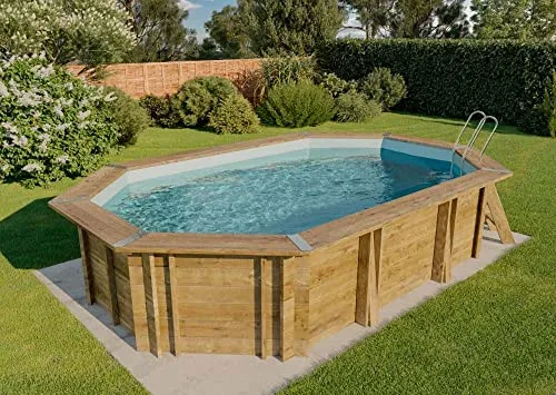 POOLCREW Pool Komplettset Baros, Aufstellpool Set inkl. Pumpe und Filter, Swimmingpool mit Sandfilteranlage und Leiter, Frame Pool Rechteckig 436 x 336 x 119 cm