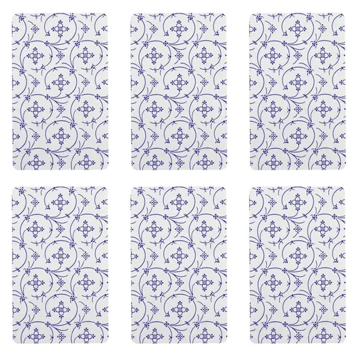 RICOLOR Schneidebrett Frühstücksbrettchen Indisch Blau, 6er Pack - Schneidebretter aus HPL, 23,5 x 14,5 cm, langlebig und ideal für stilvolle Frühstücke oder Snacks.