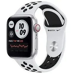 Apple Watch Nike SE 40 mm Aluminiumgehäuse silber am Nike Sportarmband pure platinum/schwarz [Wi-Fi + Cellular]