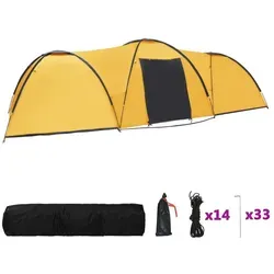 Camping-Zelt Iglu 650x240x190 cm für 8 Personen – Gelb - Geräumiges vidaXL Hauszelt für bis zu 8 Personen, ideal für Familiencamping und Outdoor-Abenteuer.