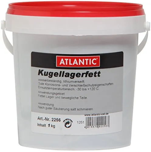 Atlantic Kugellagerfett 1 kg Eimer (2256) - Hochwertiges Kugellagerfett für optimale Schmierung. Schützt vor Korrosion und reduziert Reibungshitze. Ideal für bewegliche Teile wie Steuerkopf und Nabe. Kompakt im 1 kg Eimer.