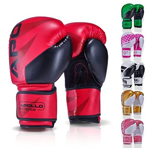 Apollo Boxhandschuhe für Männer und Frauen | PU Leder | Kickbox Handschuhe für Training und Sparring | 12/14/16oz - Hochwertige Apollo Boxhandschuhe aus robustem PU-Leder für optimale Haltbarkeit. Mit exzellenter Polsterung für Schlagdämpfung und Handgelenkschutz. Ideal für Boxsack, Sparring und Fitness – für Anfänger und Profis geeignet.