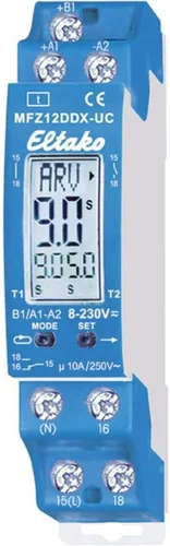 Eltako MFZ12DDX-UC - Multifunktions-Zeitrelais mit 18 Funktionen, energiesparend mit nur 0,1 Watt Stand-by-Verbrauch und einfache digitale Zeiteinstellung