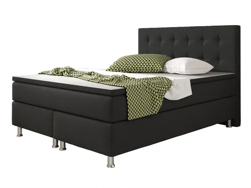 Inter Handels Boxspringbett Köln 180 x 200 cm - Anthrazit - Betten: Hochwertiges Boxspringbett mit 7 Zonen Taschenfederkernmatratze für optimalen Komfort und perfekte Körperanpassung.