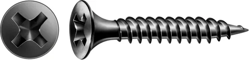 SPAX Trockenbauschraube GIX-A - Vollgewinde, Trompetenkopf, Kreuzschlitz, Nadelspitze Gewindeform: Vollgewinde|Kopfform: Trompetenkopf|Oberfläche: Phosphatiert schwarz|Schraubenlänge in mm: 25 mm|Inhalt / Paket: 1000 Stück