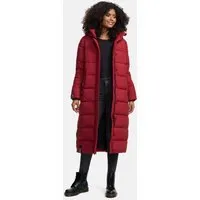 Navahoo Damen Wintermantel Isalie Dark Red Gr. S - Funktionsjacke mit abnehmbarer Kapuze, Innentasche für Bluetooth-Kopfhörer und Powerbank – ideal für kalte Tage und stylisch zugleich!