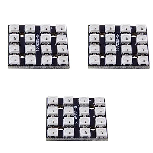 MakerMind 3x 4x4 RGB LED Modul WS2812B Chip wie Neopixel kompatibel mit Arduino, Raspberry Pi ect.