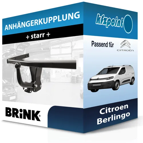 Peugeot Partner L1 Anhängerkupplung (Brink) starr - Starr und TÜV-frei: Diese Anhängerkupplung von Brink für Peugeot Partner L1 bietet eine Anhängelast von 1300 kg und erfordert keine Eintragung in die Fahrzeugpapiere – ideal für unkomplizierte Transporte!