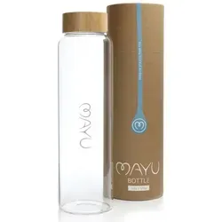 mayu Water Wasserflasche 1,5L - 100% Borosilikatglas - Thermobehälter aus hochwertigem Borosilikatglas, umweltfreundlich und BPA-frei. Auslaufsicherer Bambus-Deckel für sicheren Genuss und reduzierte Plastikmüll.