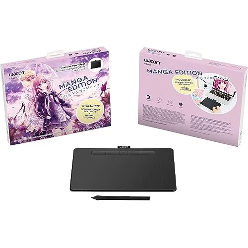 WACOM Intuos S BLT Black - Manga Edition, leicht und tragbar für kreative Mangaka mit anpassbaren Shortcut-Tasten und exklusiven Lernvideos