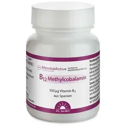 B12 METHYLCOBALAMIN Dr.Jacob's Lutschtabletten – 60 Stück - Premium Lutschtabletten mit 500 μg reinem Methylcobalamin pro Stück. Ideal für unterwegs, vegan und mit leckerem Kirschgeschmack. Unterstützt den Energiestoffwechsel und die Nervenfunktion.