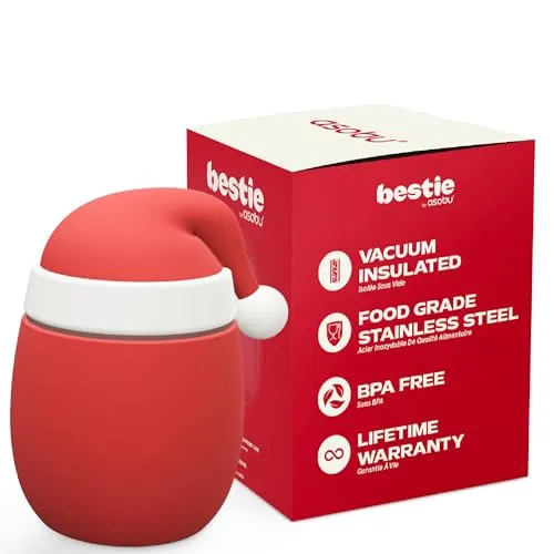 ASOBU BESTIE Lebensmittelbehälter – Vakuumisoliertes Edelstahlglas mit lustigem Silikondeckel – hält Lebensmittel stundenlang heiß oder kalt – ideal für Mahlzeiten unterwegs