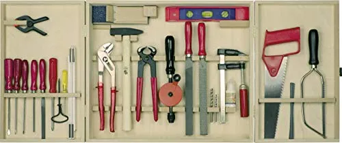 Pebaro 415 Profi-Werkzeugschrank - 30-teiliges Set im hochwertigen Holzschrank, ideal für Heimwerkerprofis und vielseitige Projekte