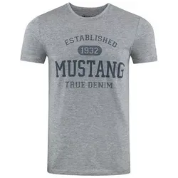 MUSTANG T-Shirt Basic Print Tee (1-tlg) aus 100% Baumwolle grau XL (56/58)