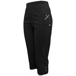 Kurze Hosen Damen Sommerhosen Bermuda 7/8 Schlupfhose leichte Stoffhose angenehme Caprihose mit Taschen (40-42, Schwarz)