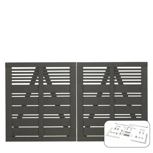 Plus Doppeltor Silence 200 x 110 cm - Umbragrau - Außenanbau - Hochwertiges Doppeltor mit fungizidbehandeltem Holz für langlebigen Schutz und stilvolle Optik.