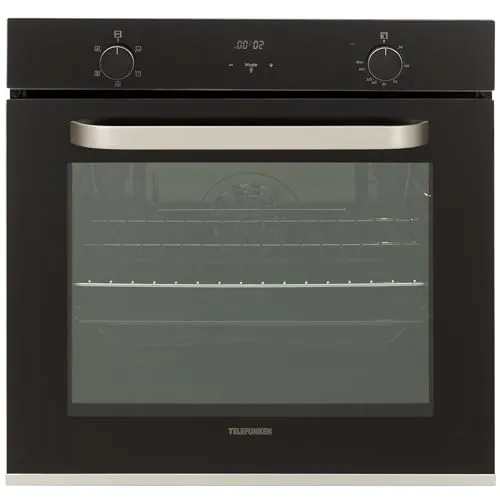 Telefunken Einbaubackofen B-OV-75-A-I - Geräumiger Einbaubackofen mit 73 Litern Volumen und 5 Betriebsarten, energieeffizient mit einfacher Reinigung durch Emaille-Beschichtung - ideal für vielseitiges Kochen und Backen.