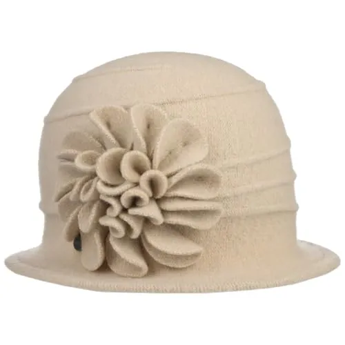 LIERYS Romina Cloche Wollhut - Eleganter Damen-Hut mit Blütenapplikation - Herbst/Winter - ELEGANTES DESIGN: Femininer Glockenhut mit dekorativen Biesen und Blumenapplikation. WÄRME & KOMFORT: Ideal für kalte Tage, sorgt für wohlige Wärme. VIELSEITIG: Passt perfekt zu verschiedenen Winter-Outfits und verleiht jedem Look eine romantische Note.